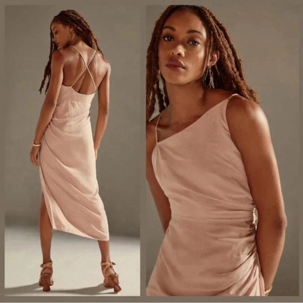 Anthropologie Blush One Shoulder Midi Dress NWT Size 6